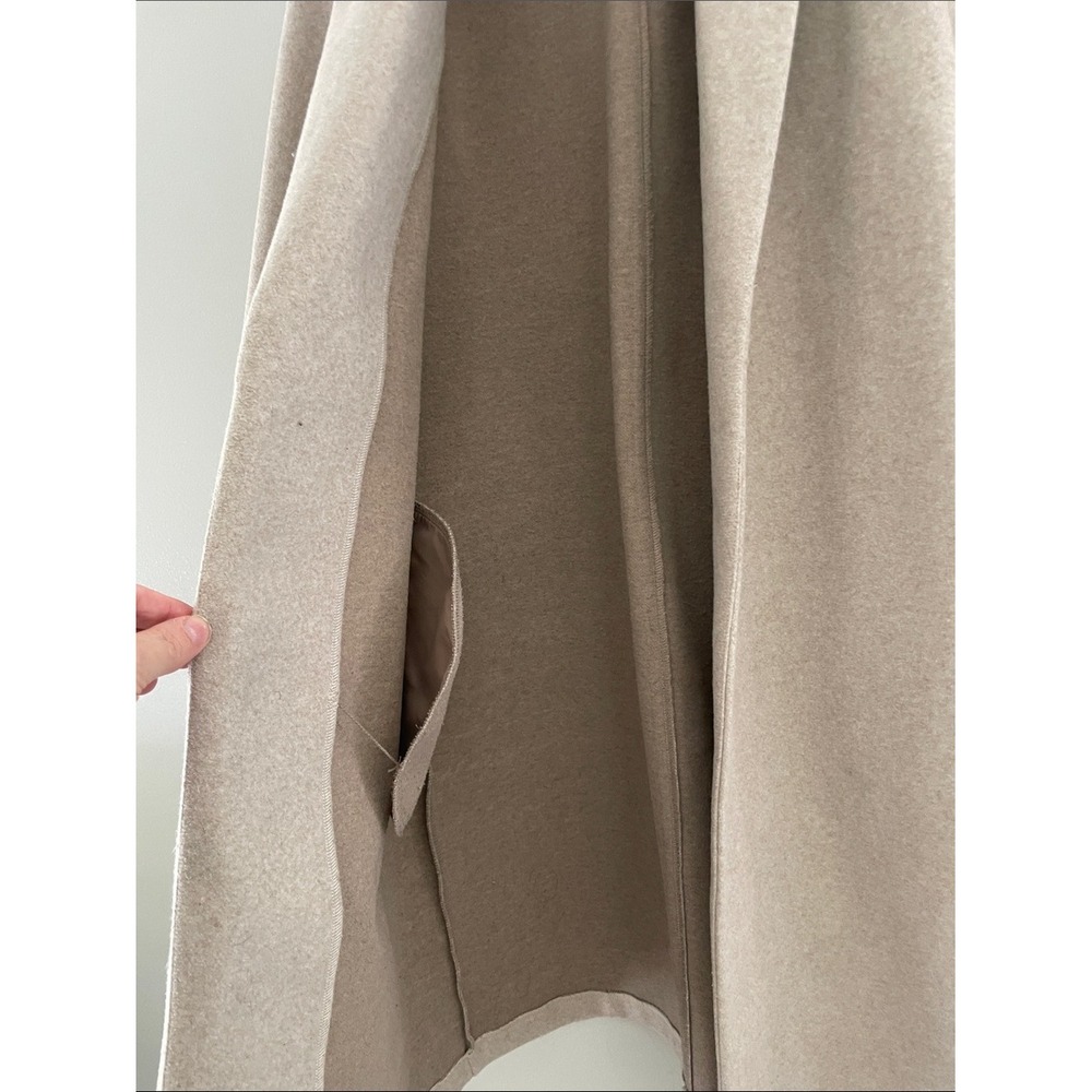 Zara Coat Oatmeal Beige Soft Marl Open Front Medium Longline Minimalist Jacket - Picture 8 of 15
